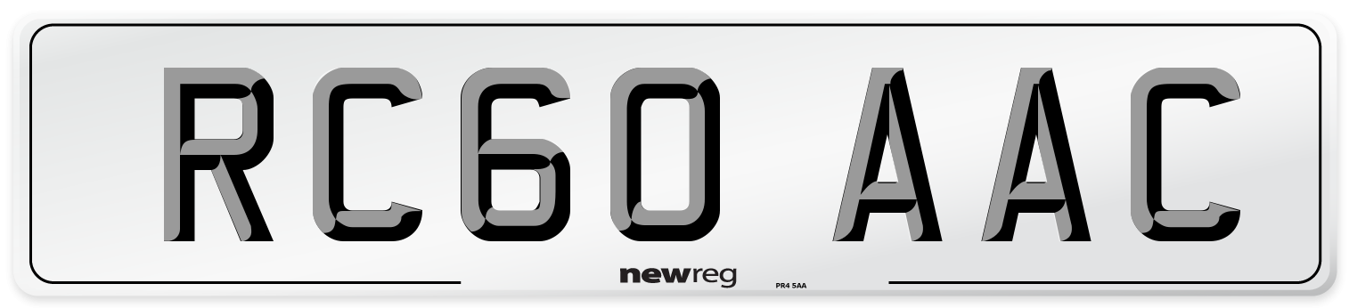 RC60 AAC Number Plate from New Reg